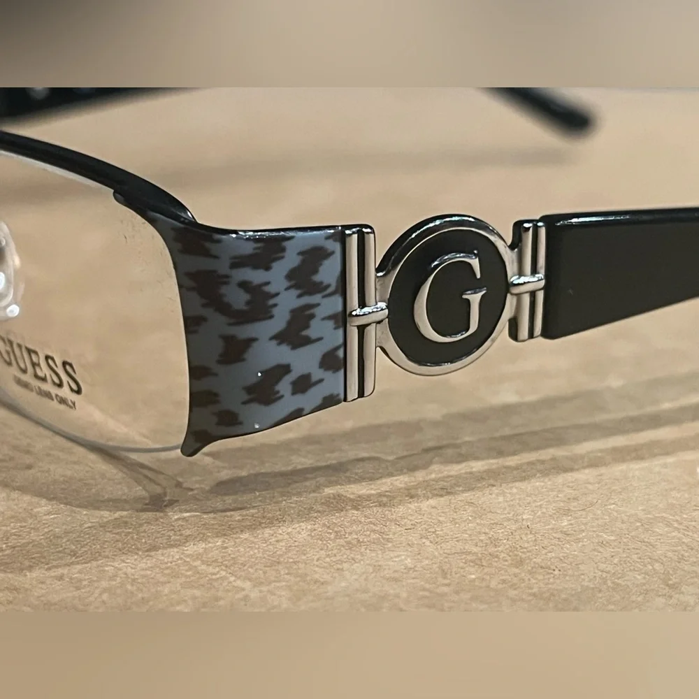 GUESS Leopard Eyeglasses GU1651 GRN Frames Half Rimless 51‎ 18 135 Flex Hinge.